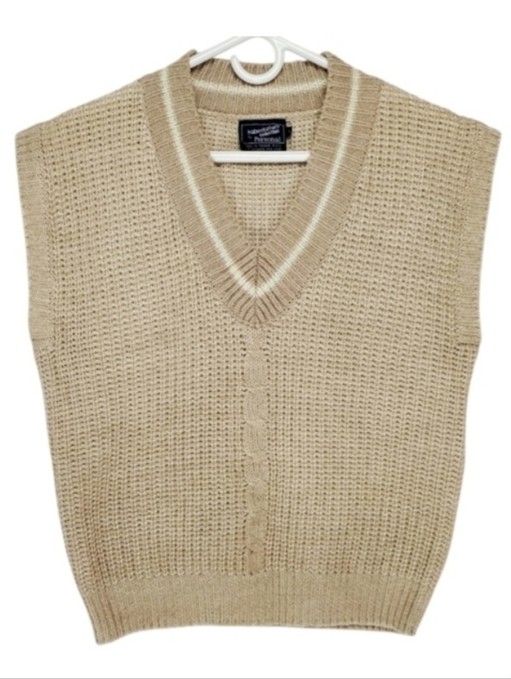 7045 * Vintage Haberdashery Collection V-Neck Pullover Sweater Vest Tan Size L